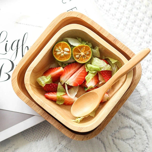 Square Wood Food Bowl