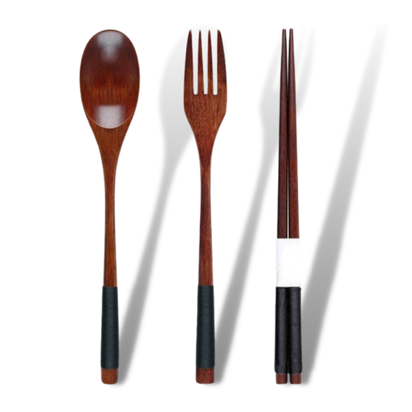 Wood Spoon Fork Chopsticks Set
