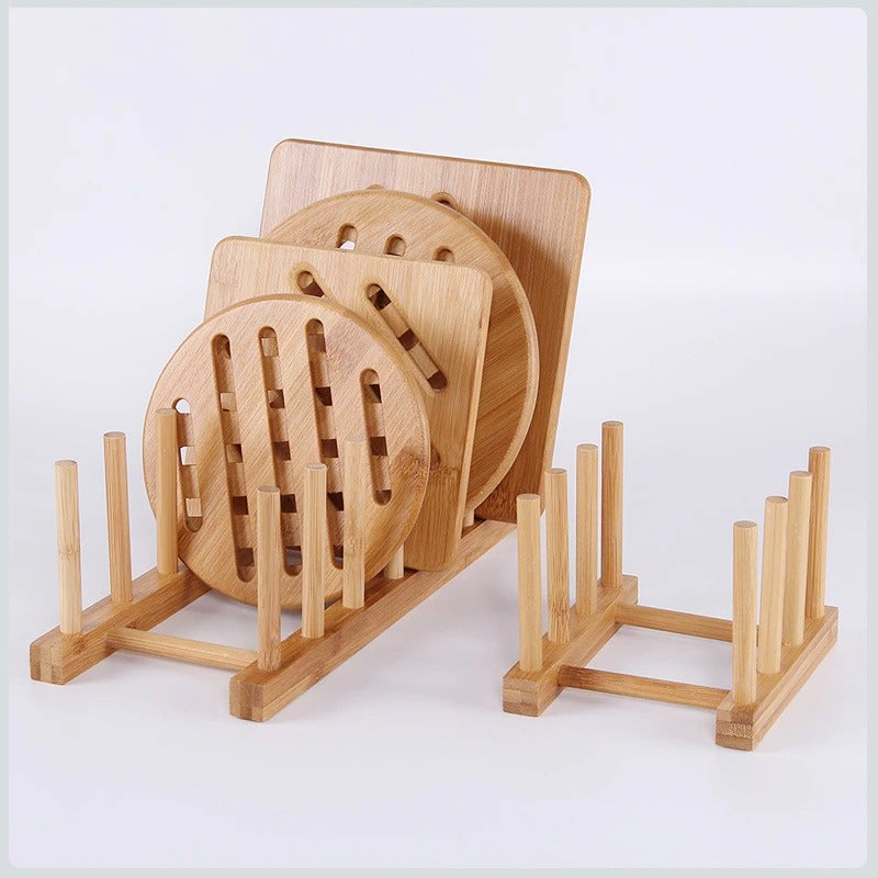 Bamboo Dish Rack Kitchen Organizer