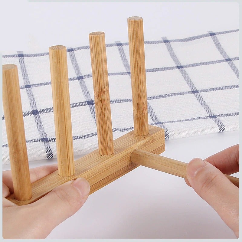 Bamboo Dish Rack Kitchen Organizer