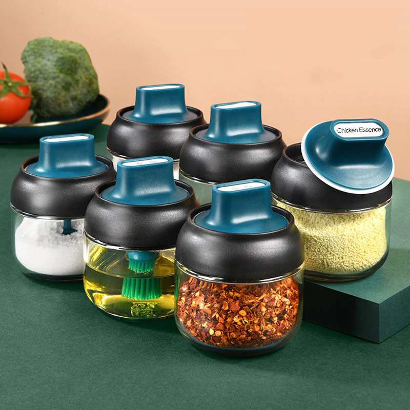 Kitchen Glass Spice Jars With Lid