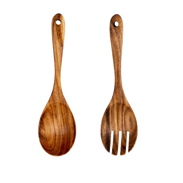 Wooden Kitchen Tongs Set