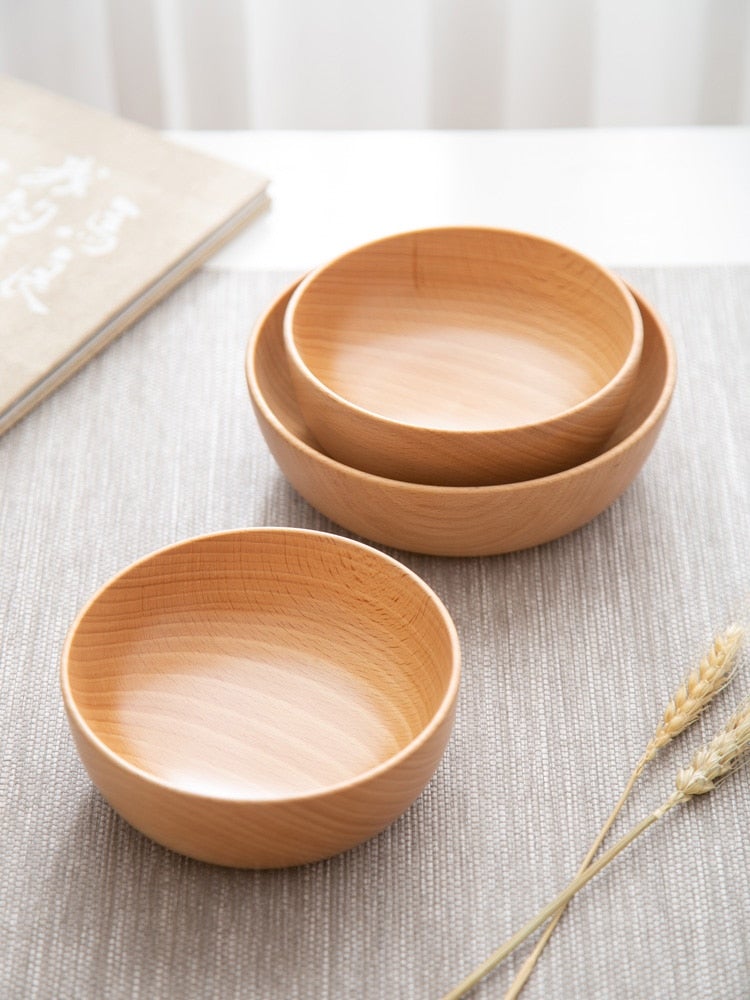Beech Wood Round Fruit Bowl
