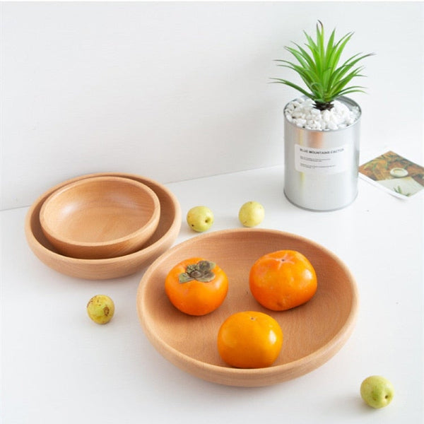 Solid Wood Round Fruit Tray